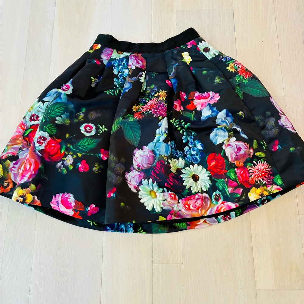 Floral Black Skirt